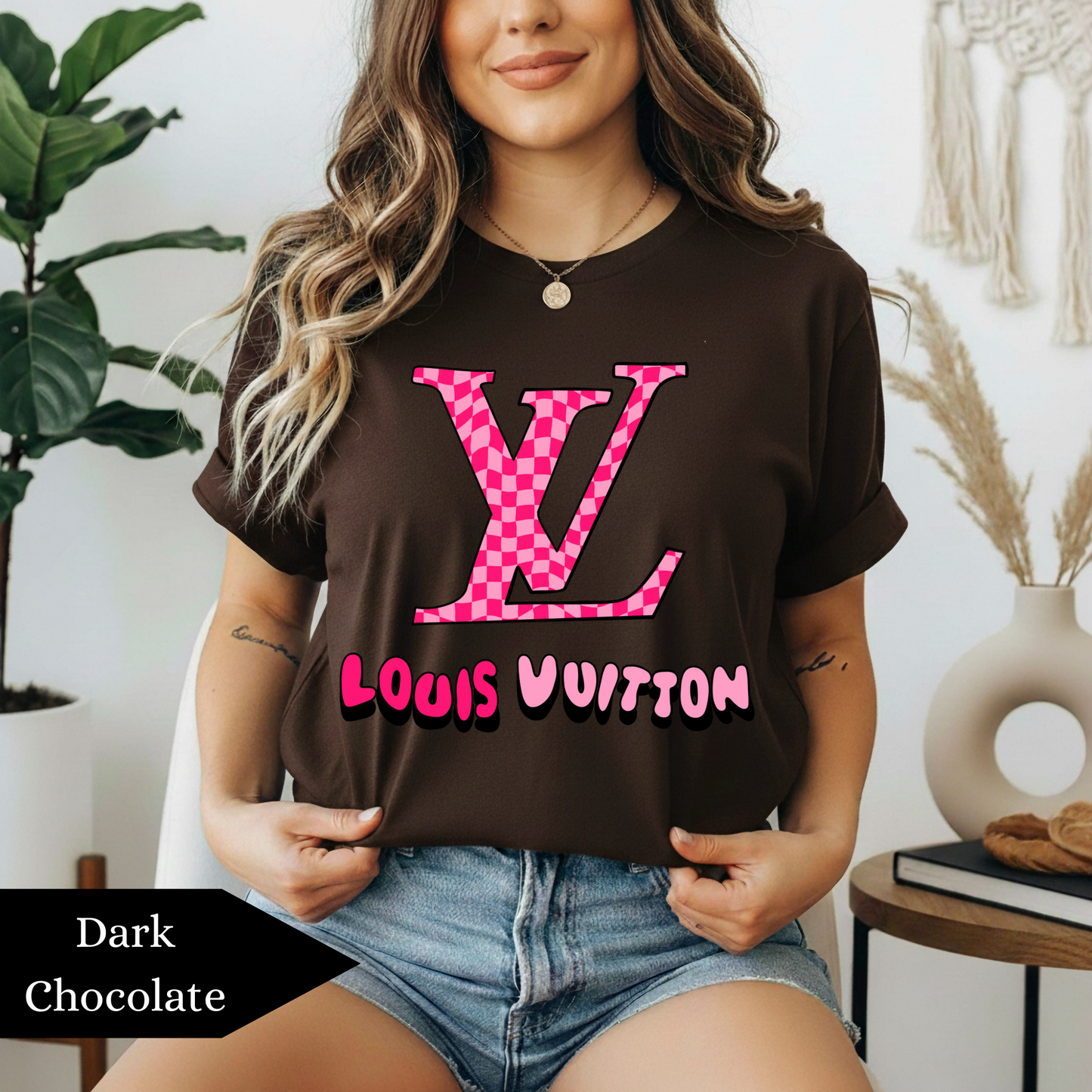 Pink Checkered Initials