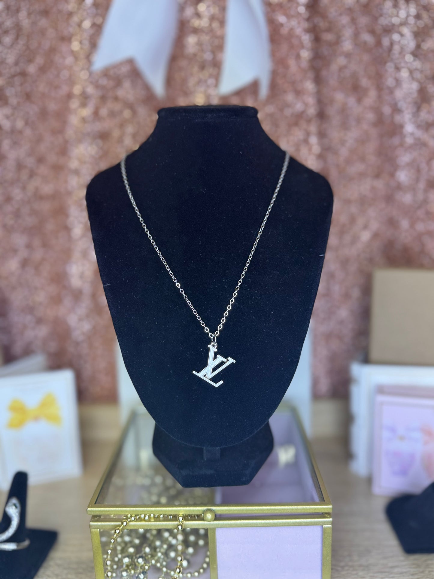 White Initials (Silver Chain)