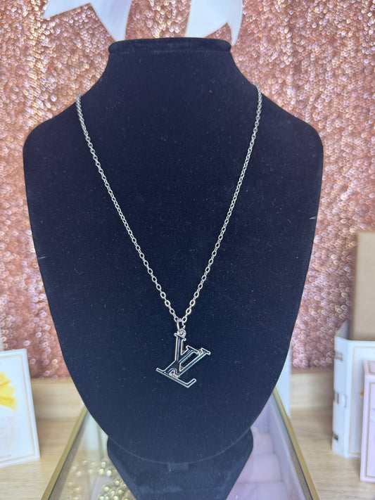 Black Initials (Silver Chain)