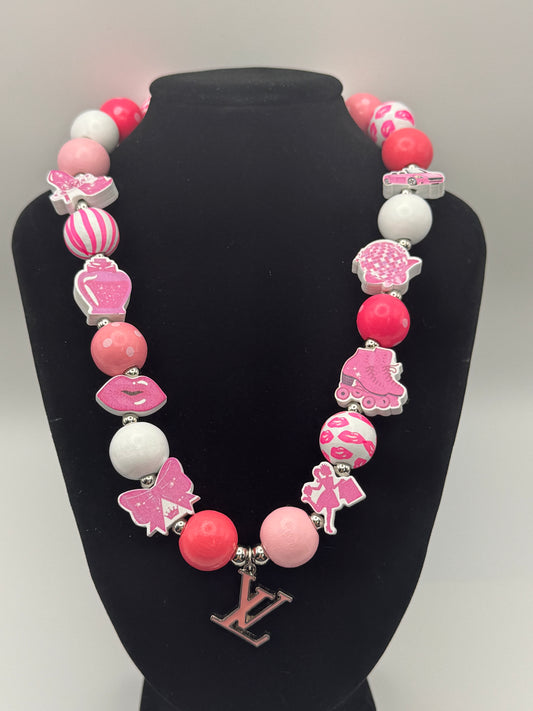 Boujee Pink Barbie Charm Necklace