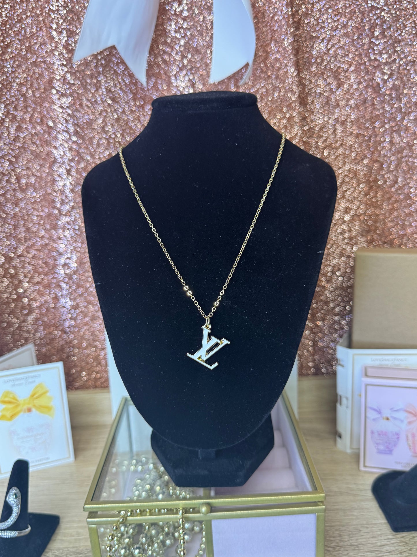 White Initials (Gold Chain)