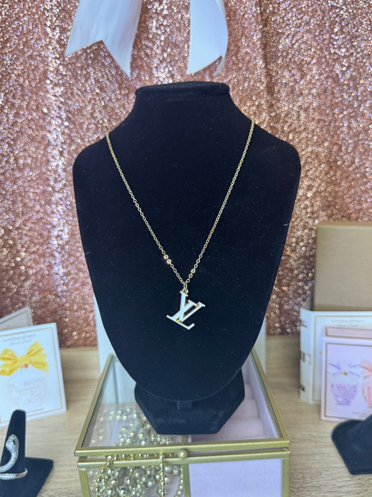 White Initials (Gold Chain)