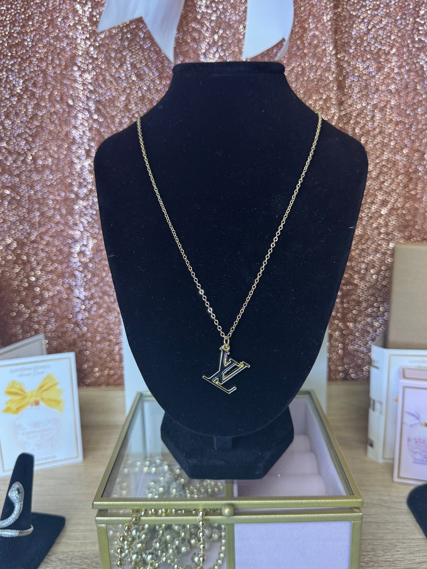 Black Initials (Gold Chain)